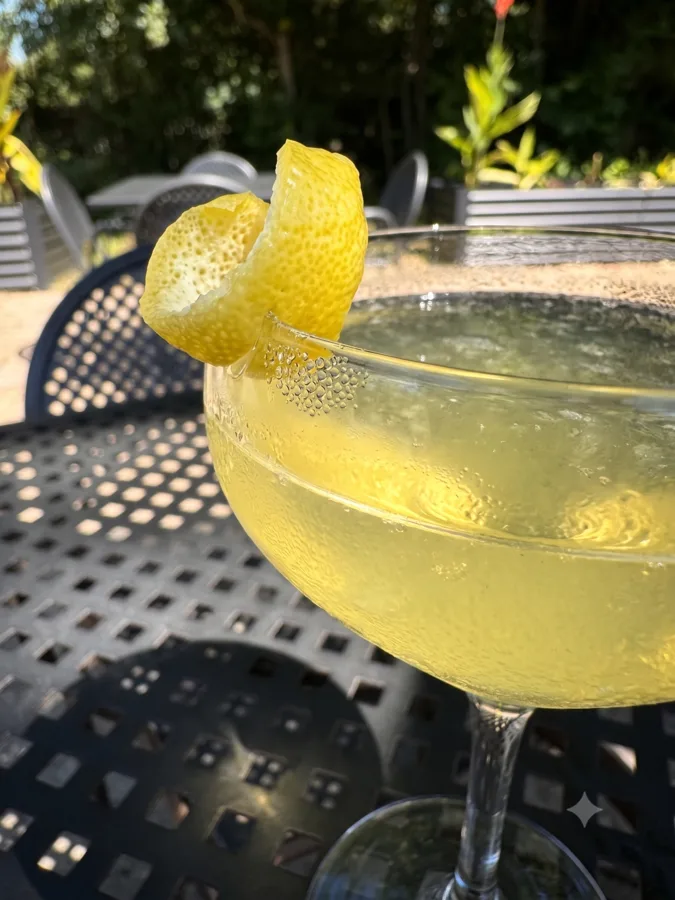 India Hook cocktail with gin, grapefruit, lemon, and basil at Maisie&rsquo;s Green Brae